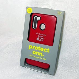 Onn. Samsung Galaxy A21 Cell Phone Case Slim Rugged NWT Red & Black